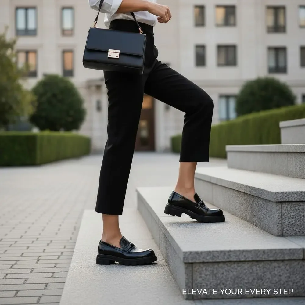 La Canadienne Douglas Platform Loafer Womens 10 M‎ Black Patent Leather